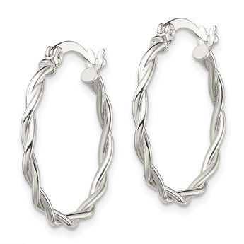 Sterling Silver Polished Braided Hoop Earrings - Birthstone Company