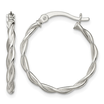 Sterling Silver Polished Braided Hoop Earrings - Birthstone Company