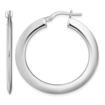 Sterling Silver RH-plated Polished Knife Edge 2mm Round Hoop Earrings - Birthstone Company