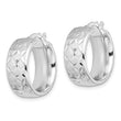 Sterling Silver Rhod-plated Polished & D/C 7.5mm Round Hoop Earrings