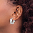 Sterling Silver Rhod-plated Polished & D/C 7.5mm Round Hoop Earrings