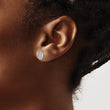 Sterling Silver Rhodium-plated Enamel Glitter Fabric Oval Post Earrings