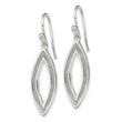 Sterling Silver Polished Enamel Glitter Fabric Marquise Dangle Earrings