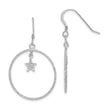 Sterling Silver RH-plated D/C Enamel Glitter Fabric Star in Circle Earrings