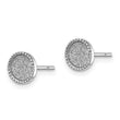 Sterling Silver Rhodium-plated Enamel Glitter Fabric Round Post Earrings