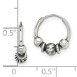 Sterling Silver Antiqued Beaded Endless Hoop Earrings