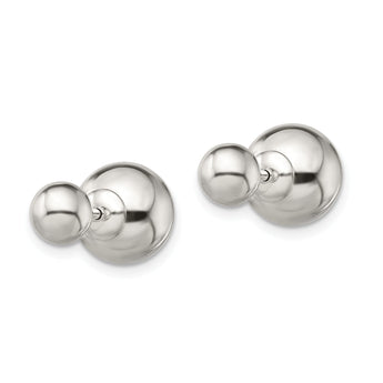 Sterling Silver Polished 6mm/10mm Ball Front Back Post Earrings