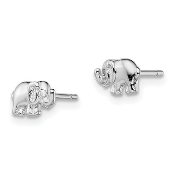 Sterling Silver Rhodium-plated CZ Elephant Post Earrings - Birthstone Company