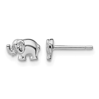 Sterling Silver Rhodium-plated CZ Elephant Post Earrings - Birthstone Company