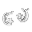 Sterling Silver RH-plate Enamel Glitter Fabric Moon/CZ Star Earrings - Birthstone Company