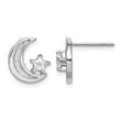 Sterling Silver RH-plate Enamel Glitter Fabric Moon/CZ Star Earrings - Birthstone Company