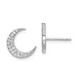 Sterling Silver Rhodium-plated CZ Star and Moon Post Earrings - Birthstone Company