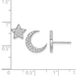 Sterling Silver Rhodium-plated CZ Star and Moon Post Earrings - Birthstone Company