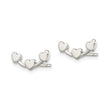 Sterling Silver Polished 3-Heart Post Earrings