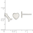 Sterling Silver Polished Left and Right Heart/Arrow Post Earrings