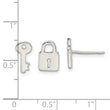 Sterling Silver Polished Left and Right Lock/Key Post Earrings