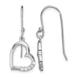 Sterling Silver Rhodium-plated CZ Heart Dangle Earrings - Birthstone Company