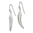 Sterling Silver Polished Leaf Dangle Shepherd Hook Earrings