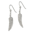 Sterling Silver Textured CZ Feather Shepherd Hook Earrings - Birthstone Company