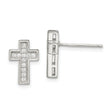 Sterling Silver Rhodium-plated CZ Cross Post Earrings
