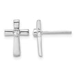 Sterling Silver Rhodium-plated Polished CZ Cross Post Earrings - Birthstone Company