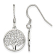 Sterling Silver Rhod-pltd CZ Tree of Life Dangle Shepherd Hook Earrings - Birthstone Company