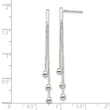 Sterling Silver Polished 3-Strand Chain & Beaded Post Dangle Earrings