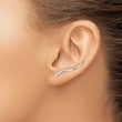 Sterling Silver Rhodium-plated Polished Curved Line Ear Climber Earrings - Birthstone Company