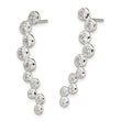 Sterling Silver Rhod-plated Polished Bezel CZ Post Ear Climber Earrings - Birthstone Company