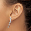 Sterling Silver Rhod-plated Polished Bezel CZ Post Ear Climber Earrings - Birthstone Company
