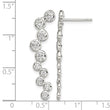 Sterling Silver Rhod-plated Polished Bezel CZ Post Ear Climber Earrings - Birthstone Company