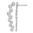 Sterling Silver Rhod-plated Polished Bezel CZ Post Ear Climber Earrings - Birthstone Company