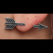 Sterling Silver Rhodium-plated Polished Black CZ Arrow Hinged Post Earrings - Birthstone Company