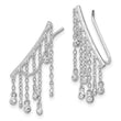 Sterling Silver Rhodium-plated Polished Fancy CZ Dangle Ear Climber Earring - Birthstone Company