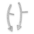 Sterling Silver Rhodium-plated Polished CZ Arrow Ear Climber Post Earrings - Birthstone Company