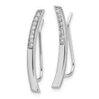 Sterling Silver Rhodium-plated Polished CZ Curved Bar Ear Climber Earrings - Birthstone Company