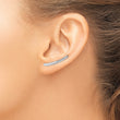 Sterling Silver Rhodium-plated Polished CZ Curved Bar Ear Climber Earrings - Birthstone Company