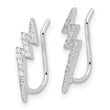 Sterling Silver Rhodium-plated Polished CZ Lightning Bolt Ear Climber Earri - Birthstone Company