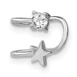 Sterling Silver Rhodium-plated Polished CZ & Star Single Cuff Earring - Birthstone Company