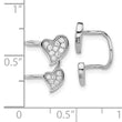 Sterling Silver Rhodium-plated Polished CZ Double Heart Right Cuff Earring - Birthstone Company