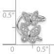 Sterling Silver Rhodium-plated CZ Double Butterfly Left Cuff Earring - Birthstone Company