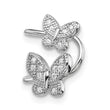 Sterling Silver Rhodium-plated CZ Double Butterfly Right Cuff Earring - Birthstone Company