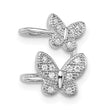 Sterling Silver Rhodium-plated CZ Double Butterfly Right Cuff Earring - Birthstone Company