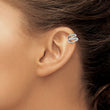 Sterling Silver Rhodium-plated Polished CZ Double 'X' Single Cuff Earring
