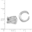 Sterling Silver Rhodium-plated Polished CZ Double 'X' Single Cuff Earring