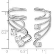 Sterling Silver Rhodium-plated Polished Fancy CZ Pair of Cuff Earrings - Birthstone Company