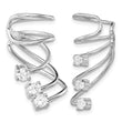 Sterling Silver Rhodium-plated Polished Fancy CZ Pair of Cuff Earrings - Birthstone Company