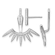 Sterling Silver Rhodium-plated CZ Bar & Spikes Front & Back Post Earrings - Birthstone Company