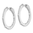Sterling Silver Rhod-plated CZ In/Out Round Hinged Hoop Earrings - Birthstone Company