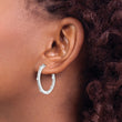 Sterling Silver Rhod-plated CZ In/Out Round Hinged Hoop Earrings - Birthstone Company